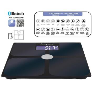 Beper Весы P303BIP050, 2.1kg, 300x300x25mm, LCD, Bluetooth, 2xAAA, автоматическое отключение, масса костей, жировая масса, мышцы (P303BIP050)