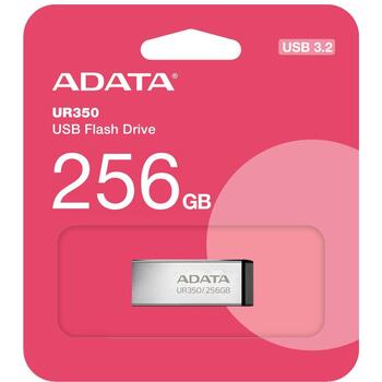 Adata USB флеш-накопитель UR350-256G-RSR/BK 256 ГБ, USB 3.2 Gen 1, скорость чтения 100 МБ/с, металлический корпус (UR350-256G-RSR/BK)