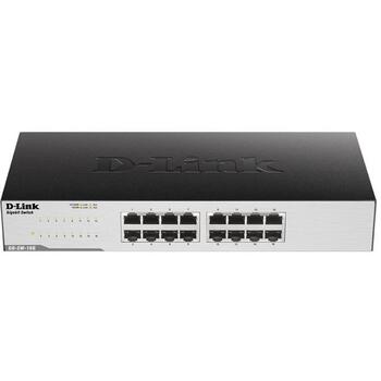 D-Link коммутатор GO-SW-16G/E, 16x 10/100/1000 Мбит/с, 32 Гбит/с, L2, неуправляемый, 1U, черный, металл (GO-SW-16G/E)