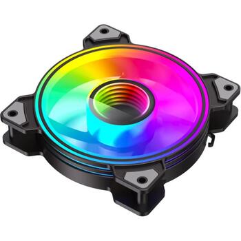 Gamemax Korpusa ventilators DUAL RING INFINITY BK, 120mm, 47cfm, 1200rpm, 30dBA, caurspīdīgas ventilatora lāpstiņas (DUAL RING INFINITY BK)
