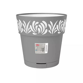 Stefanplast Цветочный горшок Gaia 2188601, Ø30x29см, 11,8л, серый, с поддоном, автополив (2188601)