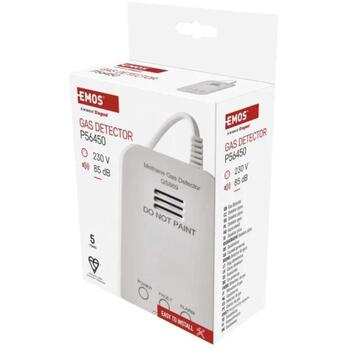 Emos Газовый детектор GS869 P56450, 36,3×117,4×77,4мм, 5 лет, 230V AC, 0–95%, IPX2D, >85dB, оптический и звуковой (P56450)