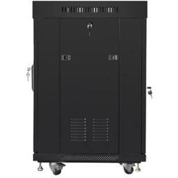Lanberg Rack шкаф 19 15U 600x600, черный, стеклянная дверь, IP20, 800кг, 4 вертикальные рейки, 2 слота для вентиляторов (FF01-6615-12BL)