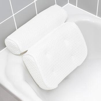 Rio Ванная подушка PLBT-L/1,1, белая, микрофибра, 0.45кг, 3D воздушная циркуляция, 6 присосок, поддержка для шеи, плеч, спины (PLBT-L/1,1)
