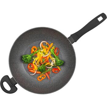 Russell Hobbs RH028121EU7 вок-сковорода, 28см, 3,5л, алюминий, эффект мрамора, антипригарное, для индукции, с крышкой (RH028121EU7)