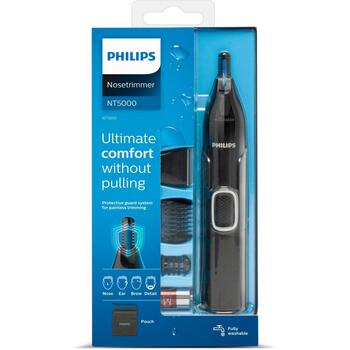 Philips Trimmeris NT5650/16, 3, melns, nerūsējošais tērauds, bez eļļas, mazgājams, gaismas slēdzis, ceļojuma soma (NT5650/16)