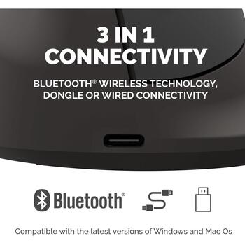 Fellowes Breyta Plus+ 100143584, vertikālā datorpele, 2400 DPI, optiskā, Bluetooth + USB Type-C, kreisrocīga, ergonomiska, klusa (100143584)