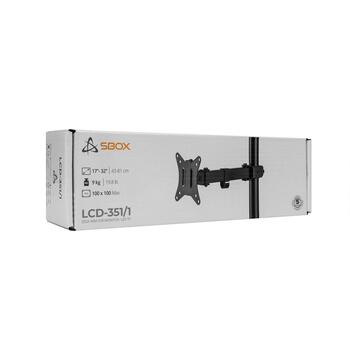 Sbox Крепление для монитора LCD-351/1-2, 1, 17''/43см, 32''/81см, 9кг, 75x75, 100x100, +45°/-45°, +90°/-90°, +180°/-180°, 200мм (LCD-351/1-2)
