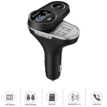 Tellur FMT-B5 TLL622041 FM-модулятор, Bluetooth, 2xUSB, 12-24V, MP3/WMA, MicroSD, громкая связь, дисплей (TLL622041)