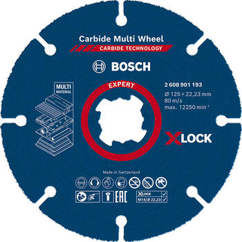 X-LOCK Carbide MultiWheel 125 x 1 mm, Mazām leņķa slīpmašīnām EXPERT CARBIDE MULTI WHEEL GRIEZĒJDISKS, 2608901193, BOSCH (2608901193)