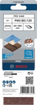 Slīplente kokam 60x400,K60/80/100, 3 gab., Lentes slīpmašīnām PRO X440 SLĪPLENTA, 2608606007, BOSCH (2608606007)