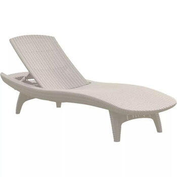 Keter Pacific sauļošanās krēsls 29195066450, balts, 197x75x40cm, regulējama atzveltne, UV izturīgs (29195066450)