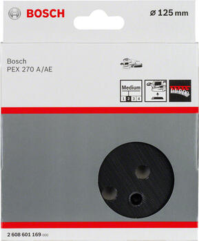 Gumijas slīpšķīvis 125 mm (PEX 270), Ekscentra slīpmašīnām MAIŅAS SLĪPĒŠANAS PAMATNE, 2608601169, BOSCH (2608601169)