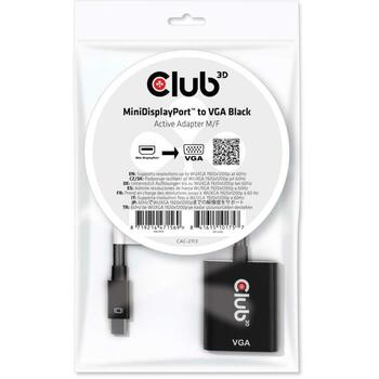 Club3D Адаптер CAC-2113 Mini DisplayPort на VGA 1x 15pin D-sub, 0.2286 м, 0.026 кг (CAC-2113)