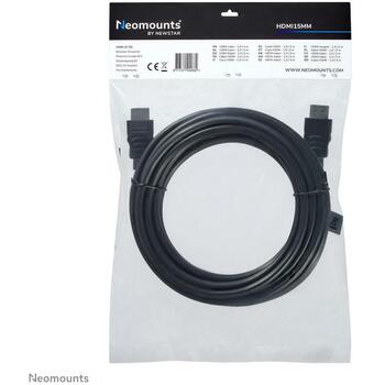 Neomounts HDMI кабель HDMI15MM, 5 м, 10.2 Гбит/с, 340 МГц, 2 x HDMI A мужские разъемы, черный (HDMI15MM)