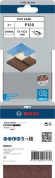 Slīplente kokam 75x533, K 180, 3 gab., Lentes slīpmašīnām PRO X440 SLĪPLENTA, 2608607260, BOSCH (2608607260)