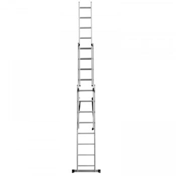 Ecomax Kombinētās kāpnes EML0201&EMX, 3x8 pakāpieni, 2,27/5,12m, 150kg, alumīnija, EN131 (EML0201&EMX)