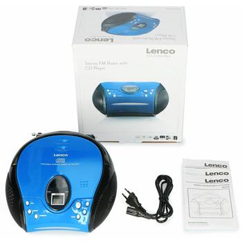 Lenco SCD-24 Blue/Black CD-магнитола, FM-радио, 2x2W, 3.5mm разъем для наушников, ЖК-дисплей, 20 станций, ручка (SCD-24 Blue/Black)
