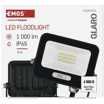 Emos LED prožektors GLARO ZS2214B, 10 W, 1000 lm, IP65, neitrāli balta, alumīnijs, 120°, 20 000 h (ZS2214B)