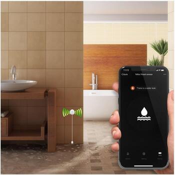 Tellur WiFi датчик затопления TLL331081, 2xAAA 3V, 75g, 1m зондовый кабель, Wi-Fi 2,4GHz, акустическая сигнализация (TLL331081)