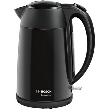 Bosch Чайник DesignLine TWK3P423, 2400 W, 1.7 L, нержавеющая сталь, 360° вращающаяся база, черный (TWK3P423)