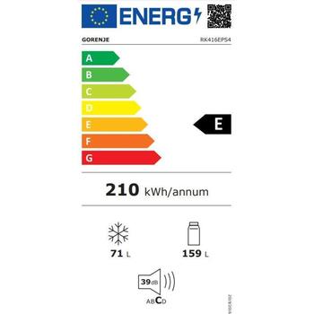 Gorenje Холодильник с морозильником RK416EPS4 20012840, 159л, 71л, 50кг, 2 двери, 3 полки, 39дБ, класс E (RK416EPS4)