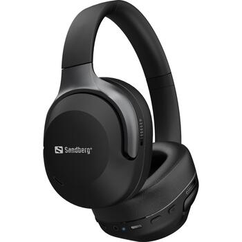 Sandberg Bezvadu ceļojumu austiņas 126-53, 228g, Melna, 32Ω, 20Hz-20KHz, 30h akumulatora darbības laiks, Bluetooth, ANC, ENC (126-53)