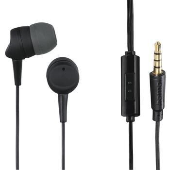 Hama Kooky Black 00184139, 12g, Черный, 100dB/mW, Проводные, 32Ω, 1.2m, Вкладыши, Защита от запутывания, насадки (S, M, L) (00184139)