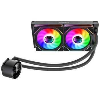 Gamemax procesora šķidruma dzesētājs ICEBURG 240 DIGITAL BK, 58.8 cfm, TDP līdz 245W, 800-1800 rpm, 4-pin PWM, 36.9 dBA (ICEBURG 240 DIGITAL BK)