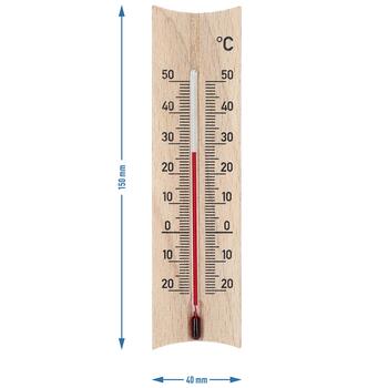 Bioterm комнатный термометр 010201, от -20°C до +50°C, 15см, деревянный, навесной, пластиковая шкала, +/-1°C (010201)