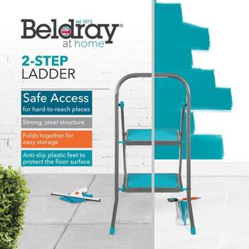 Beldray LA023957SPFEU7 2-ступенчатая лестница, 81см, 46.5см, 51см, 4.28кг, металл, нескользящие ступени, складная (LA023957SPFEU7)