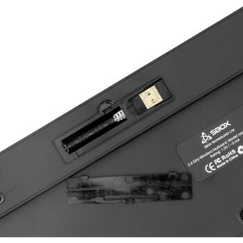 Sbox Клавиатура WK-26-HR, 109/110 клавиш, RF 2.4 GHz, механическая, черный/серый, 1x AAA, ножничные переключатели (WK-26-HR)