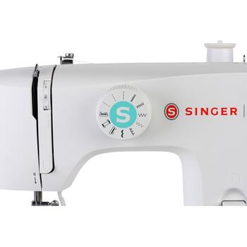 Singer Šujmašīna M1505, 6 šuvju, 1 pogcaurums, balta, priekšējā birste, LED apgaismojums, regulējama spriegošana (M1505)