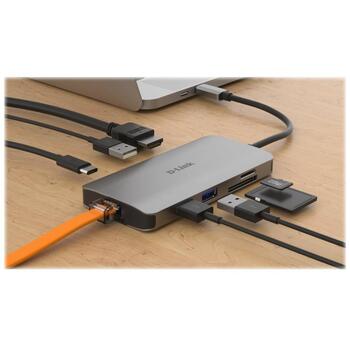 D-Link док-станция DUB-M810, 3x USB 3.0, USB-C, HDMI 4K, SD/microSD, Gigabit Ethernet, USB-C PD 100W (DUB-M810)
