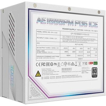 Gigabyte Datora barošanas bloks GP-AE1000PMPG5ICE, 1000W, 80 PLUS Platinum, pilnībā modulārs, 120mm ventilators (GP-AE1000PMPG5ICE)