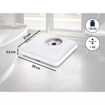 Soehnle Tempo White 1061098, механические напольные весы, 130кг, 1кг, 27x29x5,5см, стальное основание, нескользящая резина (1061098)