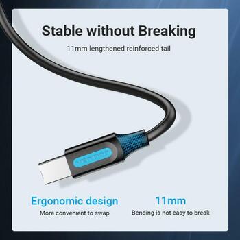 Vention USB 2.0 A Male к B Male кабель 2M COQBH, 2м, 0.48Gbit/s, прямой разъем, черный, PVC (COQBH)