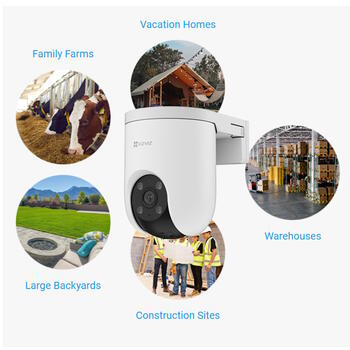 Ezviz H8C CS-H8C-3MP, 3MP 2K, 350°/80°, 30м, IP65, H.265, MicroSD до 512GB, 2.4GHz, DC 12V, белый (CS-H8C-3MP)