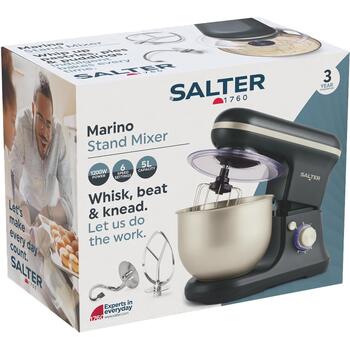 Salter стационарный миксер EK5620BGRYFVDE, 1200 W, 5 л, 6 скоростей, насадки для взбивания, крюк для теста, стойка (EK5620BGRYFVDE)