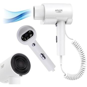 Adler фен для волос AD 2285w, 2000 Вт, 3 температурных режима, скорость воздуха 26 м/с, защита от перегрева (AD 2285w)