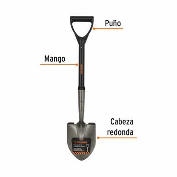 Mazā lāpsta ar apaļu asmeni 15x37cm, stikla šķiedras kāts, plastmasas D-rokturis, 70cm TR-BY-F TRUPER (TR-BY-F)