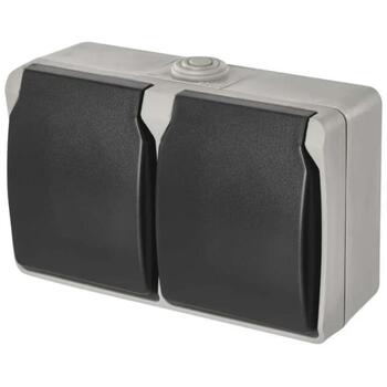 Emos Двойная розетка A1396.1, 127mm, 92mm, 55mm, 16A, IP44, винтовое соединение, настенное крепление, двойная водонепроницаемая (A1396.1)