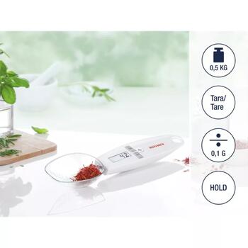 Soehnle Cooking Star 1066220, электронные кухонные весы, 500g, 0.01g, HOLD, ЖК-дисплей, съемная ложка, 23x6x3.5cm (1066220)