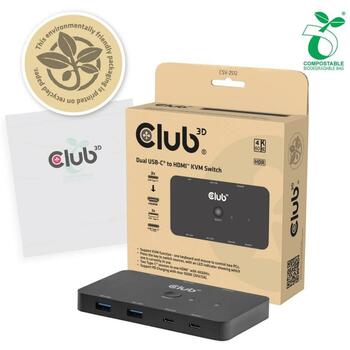 Club3D KVM коммутатор CSV-2512, 1 HDMI, 3 USB-C, 3 USB 3.2, черный (CSV-2512)