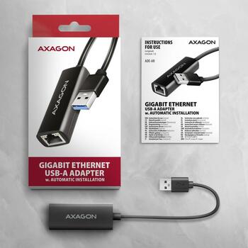 Axagon Сетевой адаптер ADE-AR 1000 Mbit/s, USB 3.2 Gen 1, Realtek RTL8153, RJ-45, Plug and Play, черный (ADE-AR)