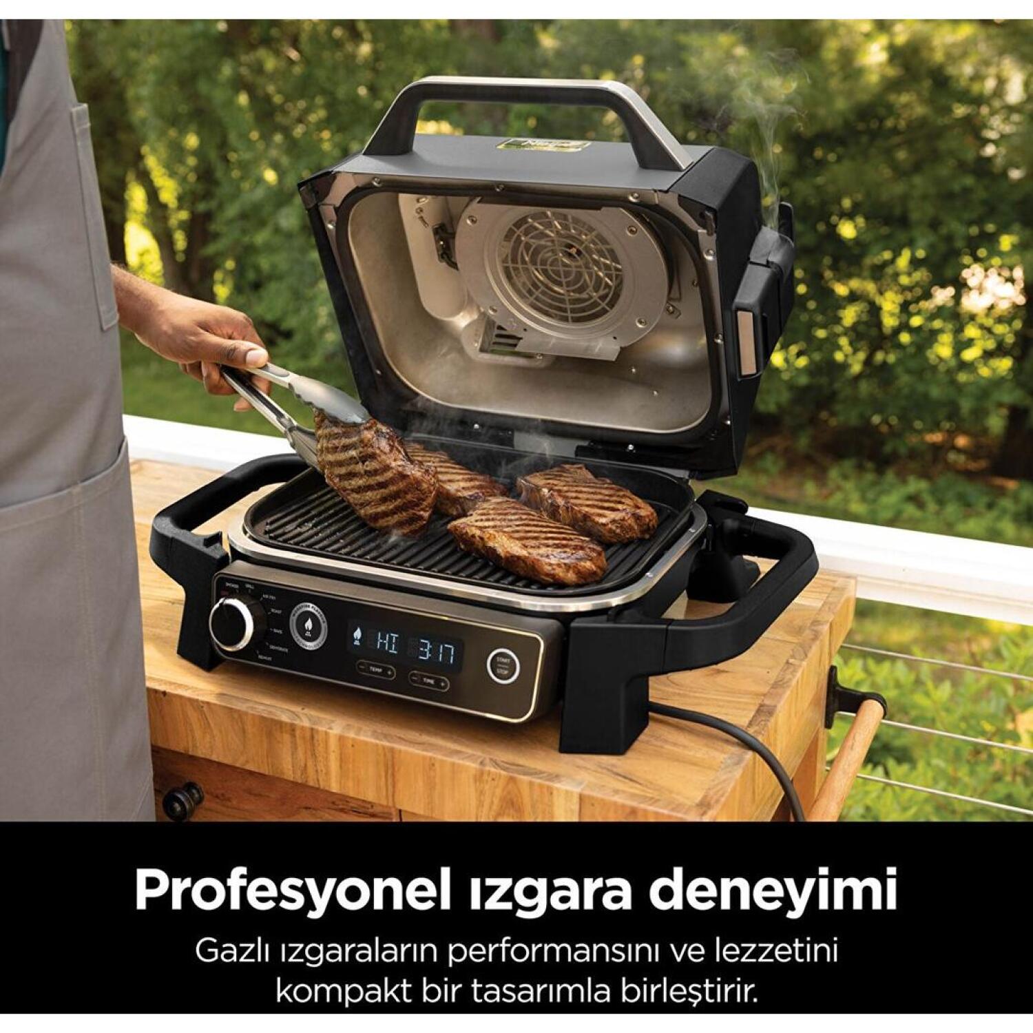 Ninja Elektriskais grils OG701EU 29187399, 2400 W, 28 cm, 37 cm, pelēks, ar vāku, nepiedegošs pārklājums (29187399)