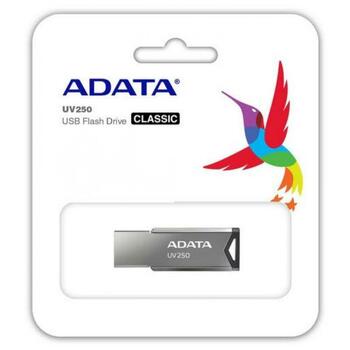 Adata USB флеш-накопитель AUV250-16G-RBK, 16 ГБ, USB Type-A, USB 2.0, без крышки, серебристый (AUV250-16G-RBK)
