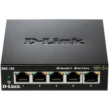 D-Link коммутатор DGS-105/E, 5x 10/100/1000 Mbps, L2, неуправляемый, 10 Gbit/s, QoS, IGMP Snooping, металлический корпус (DGS-105/E)