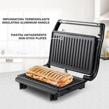 Beper Гриль P101TOS003, 800W, 225x145mm, нержавеющая сталь, черный, нескользящие ножки, легко чистить (P101TOS003)
