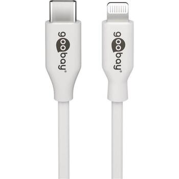 Goobay USB uzlādes un sinhronizācijas kabelis 39448, USB-C uz Lightning, 2 m, 87 W, 480 Mbps, Apple MFI sertifikāts, baltā krāsā (39448)